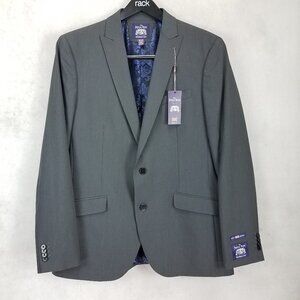 NEW Savile Row Brixton Men's 42L Long Brit Skinny Fit Blazer Suit Jacket Gray